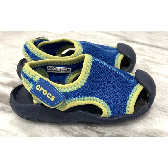 Crocs Swiftwater Slingback Kids C6 Blue Water Shoes Dual Comfort Beach Vacation - Picture 4 of 10